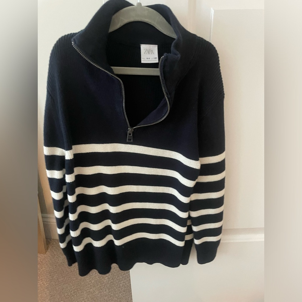 Boys Zara Stripped Half Zip Knit Sweater